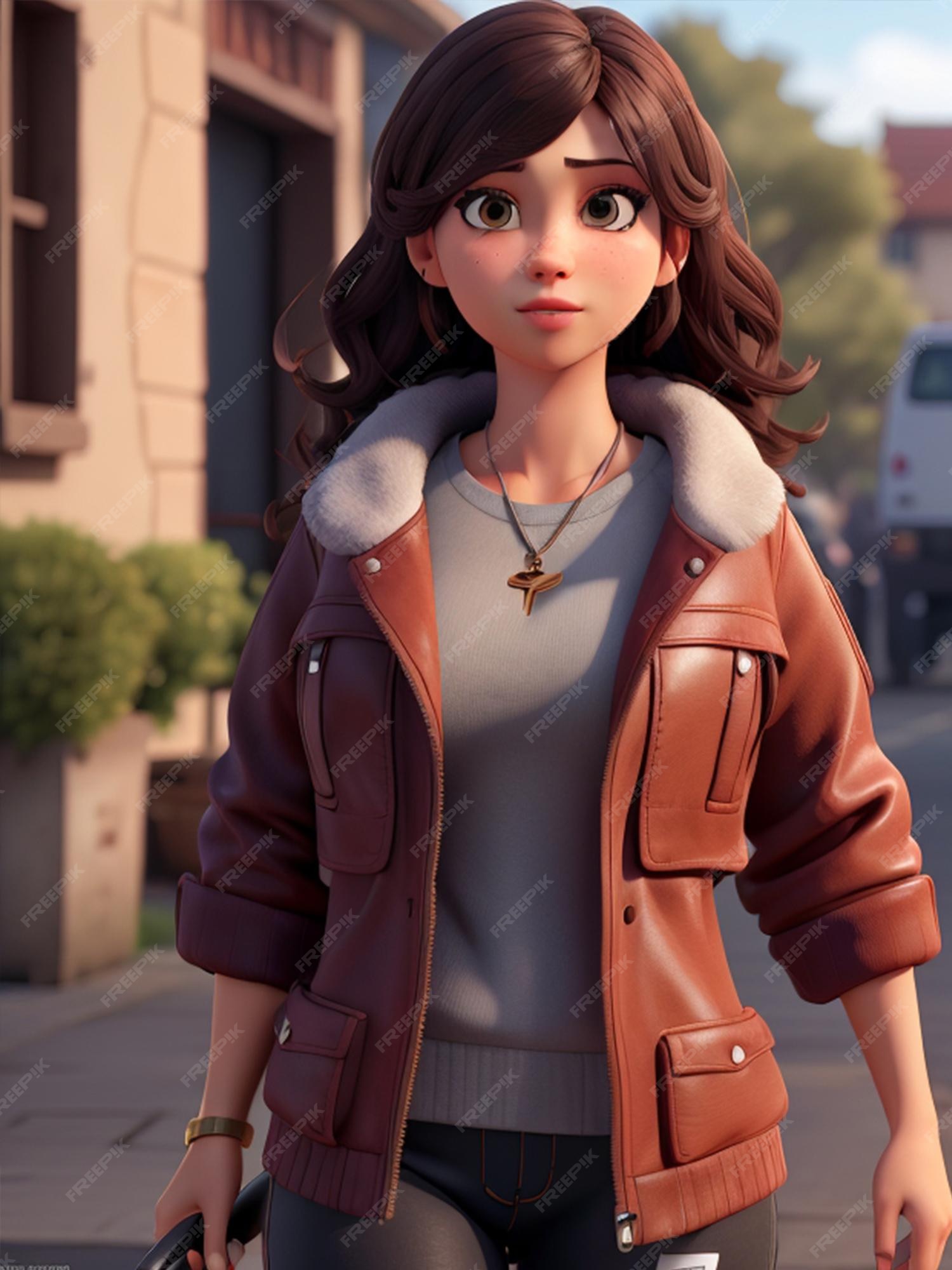 Menina de mulher de personagem de jogo 3d