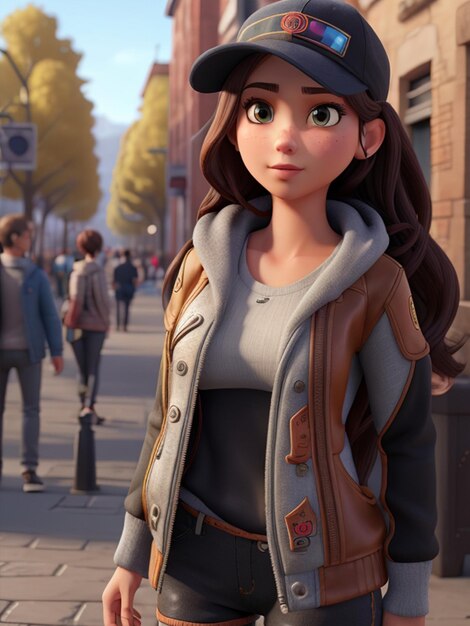 Menina de mulher de personagem de jogo 3d