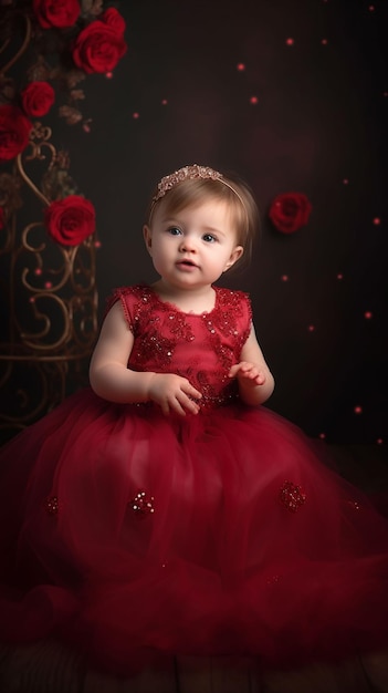 Menina de vestido vermelho