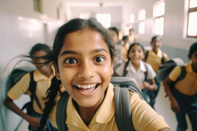 Foto menina de volta ao conceito de escola