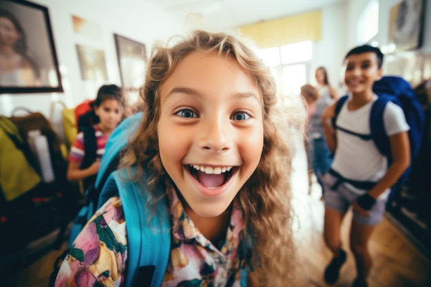 Foto menina de volta ao conceito de escola