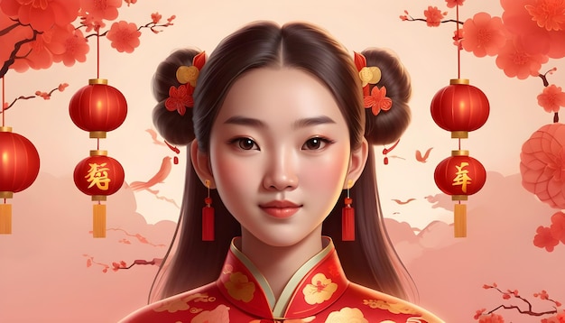 Menina do Ano Novo Chinês