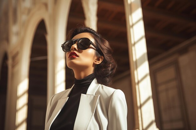 Menina do sul da Ásia usando óculos de sol