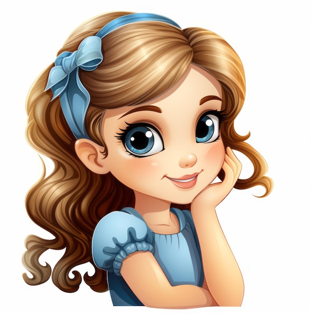 Foto menina dos desenhos animados com olhos azuis e cabelos longos