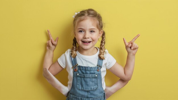 Menina elegante e sorridente posando em roupas casuais isolada na parede branca