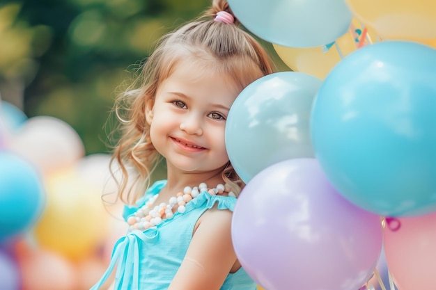 Menina Feliz com Balões Inteligência Artificial Gerativa