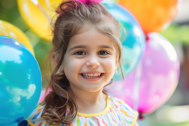 Menina Feliz com Balões Inteligência Artificial Gerativa