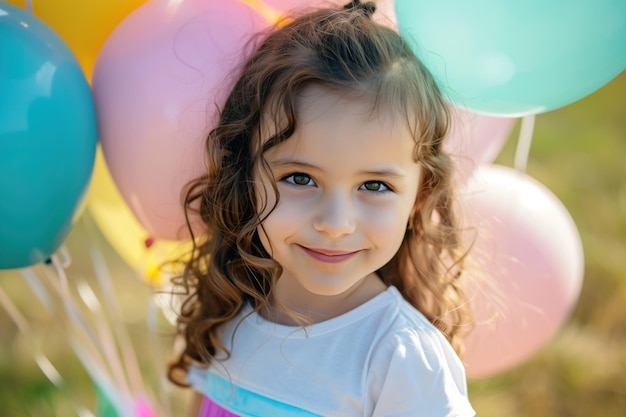 Menina Feliz com Balões Inteligência Artificial Gerativa