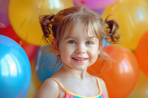 Menina Feliz com Balões Inteligência Artificial Gerativa