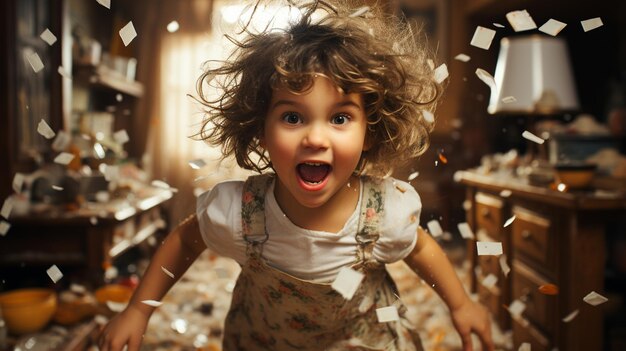 Foto menina feliz com bolo