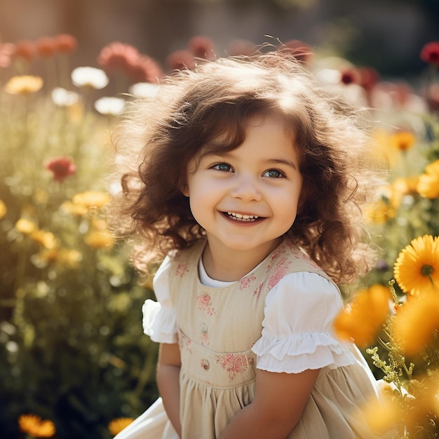 Foto menina feliz no jardim