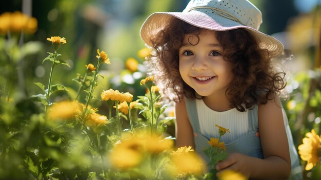 Foto menina feliz no jardim