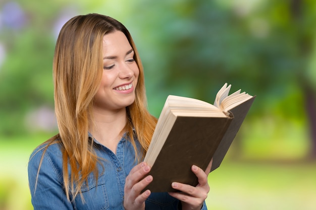 Foto menina jovem, com, livros