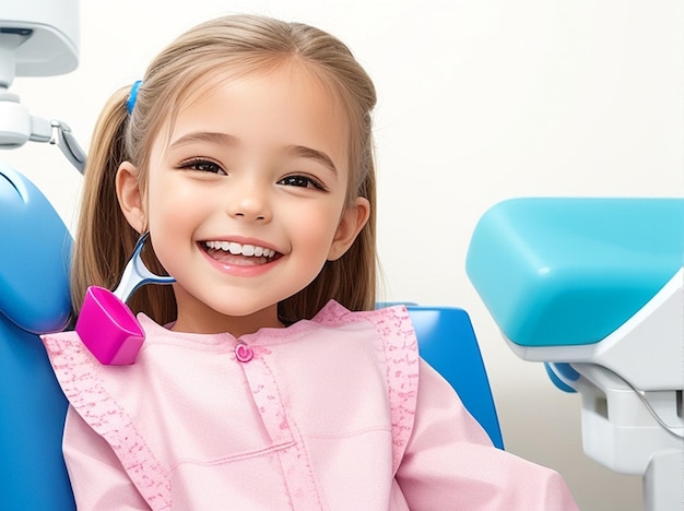 Menina linda no dentista sorrindo