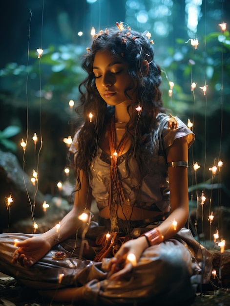 menina meditação mágica