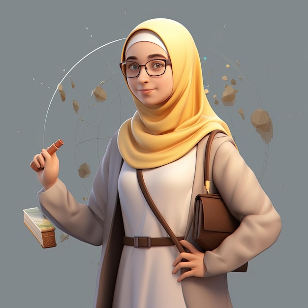 menina muçulmana com ilustração de hijab