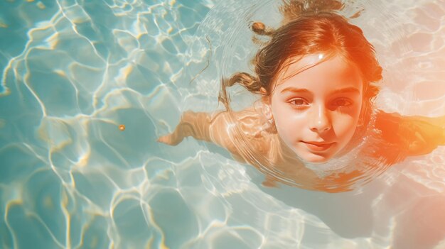 Menina na piscina