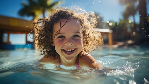 Menina na piscina