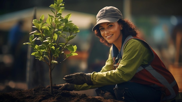 Menina plantando uma árvore