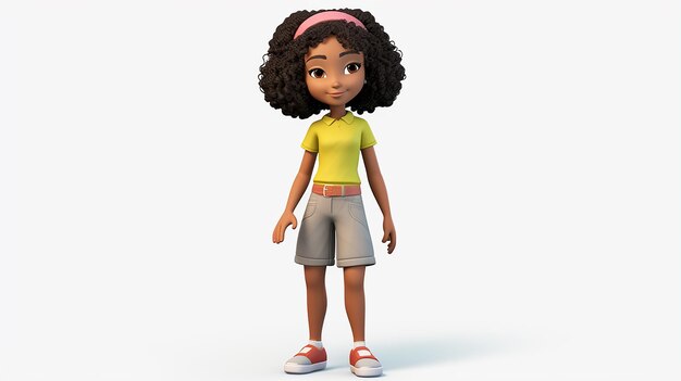 Foto menina preta velha estilo pixar corpo cheio