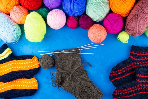 Menina, tricota, tricotar, meia, agulhas