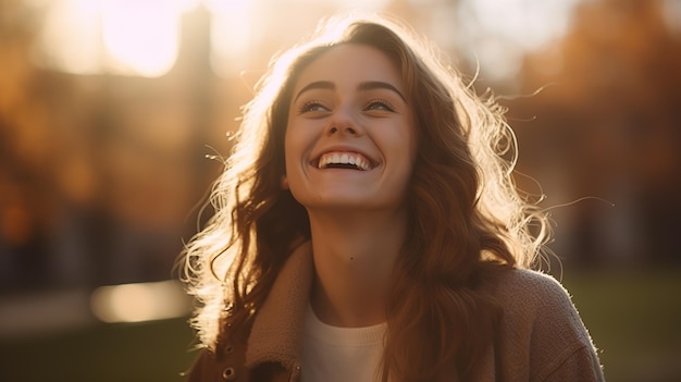 Foto menina universitária muito feliz rosto menina sorriso sorrindo alegre brilhante bela estudante universitária retrato headshot na universidade