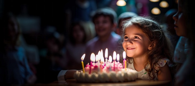 meninas criança soprando velas de aniversário IA generativa