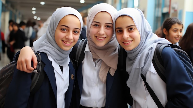 Meninas da escola muçulmana na escola