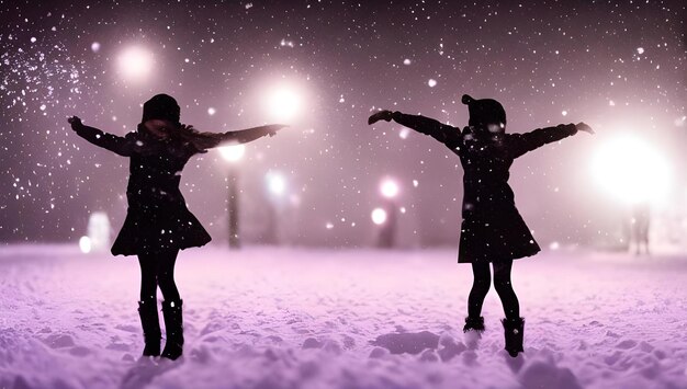 Foto meninas dançando à noite