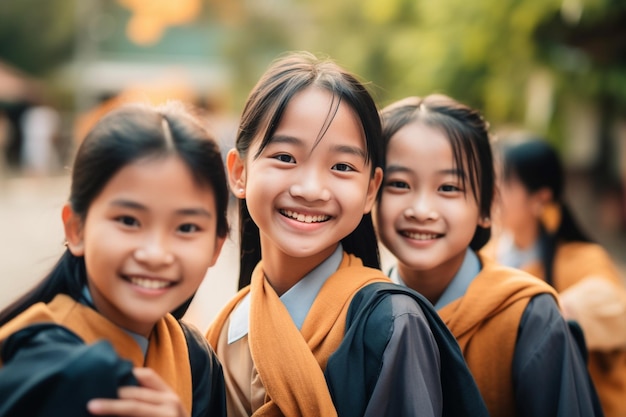 Meninas participando de um projeto de serviço comunitário causando um impacto positivo em suas