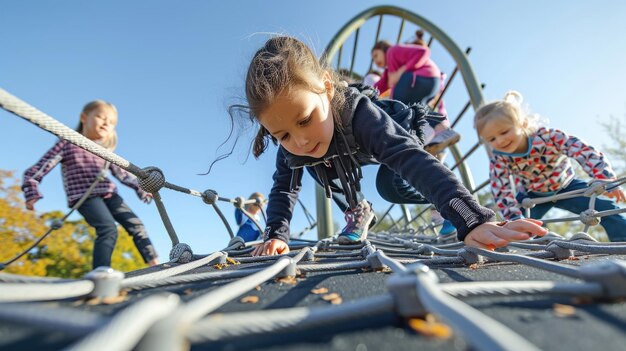 Meninas se divertindo no playground desfrutando de tempo livre céu e viagens AIG41