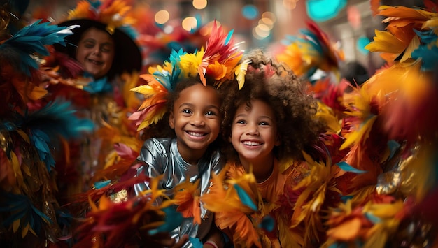 meninas sorridentes em fantasias de carnaval