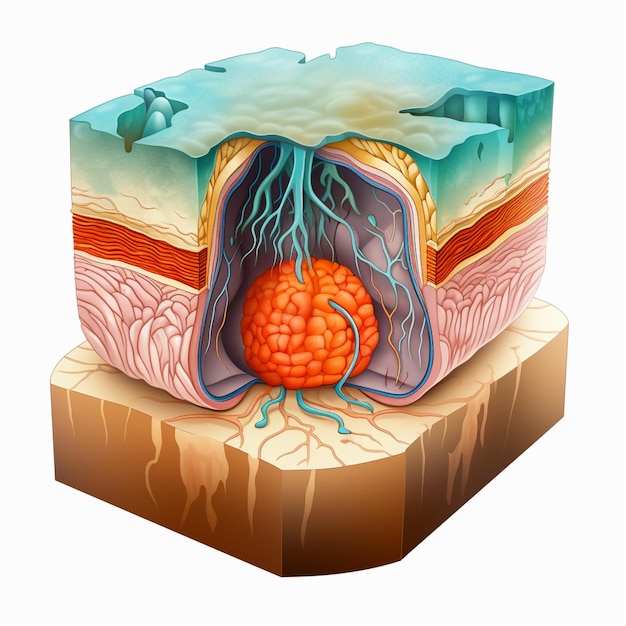 Meninges de dibujos animados con líquido cefalorraquídeo