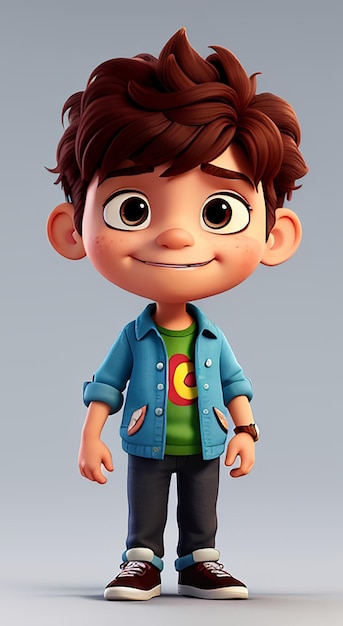 Menino bonito personagem de desenho animado modelo 3D