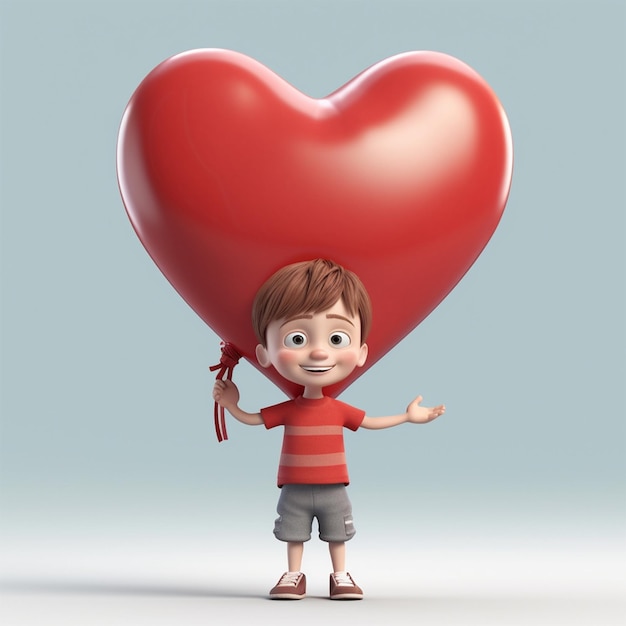 menino carregando balão de coração