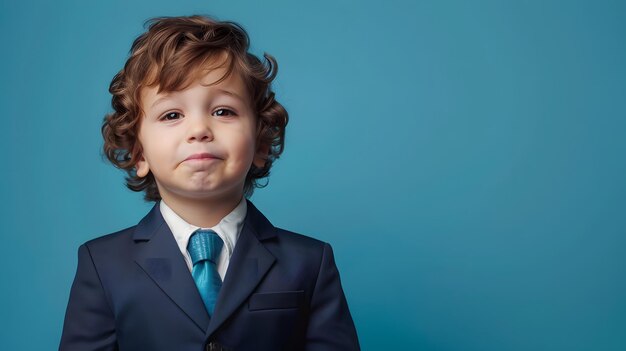 Menino como um empresário isolado em um fundo sólido