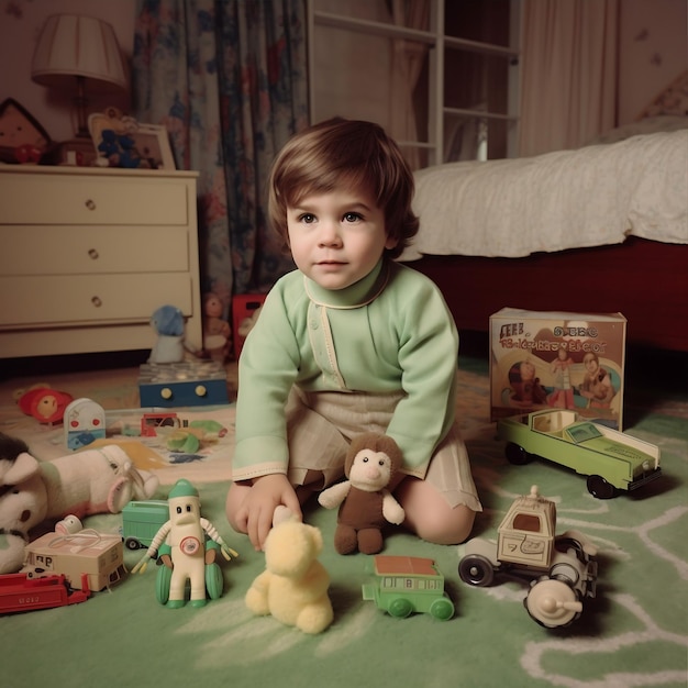 Menino de 3 anos brincando no tapete