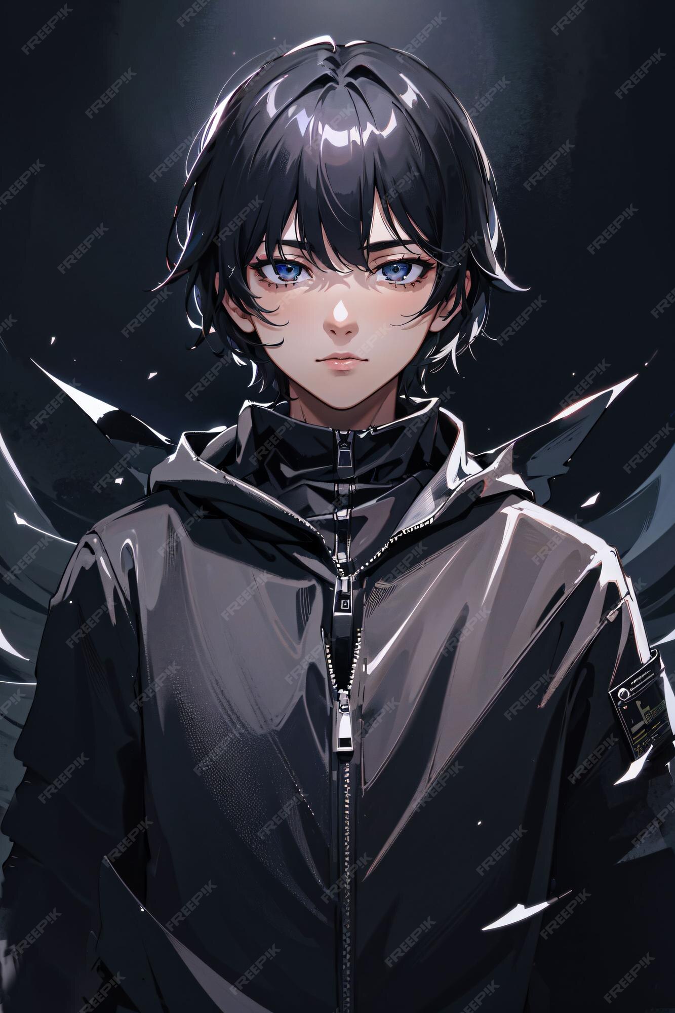 Olhos Verdes Masculinos De Cabelo Preto Do Anime Do Manga Da Cara Do  Retrato Ilustração do Vetor - Ilustração de menino, estilo: 83973505