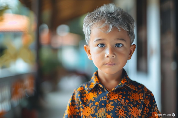 Menino de pé de camisa