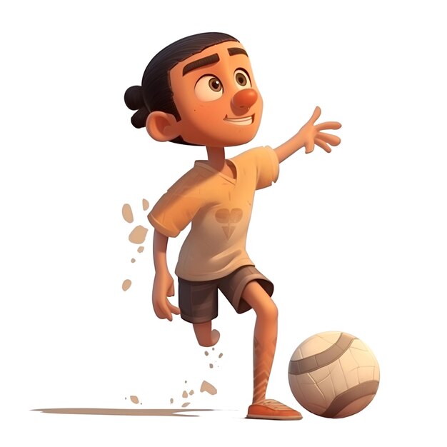 Desenho de menino jogando futebol no fundo branco