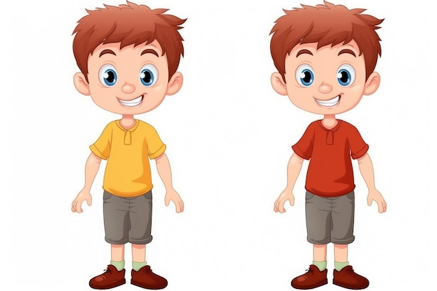 Menino engraçado dos desenhos animados isolado no fundo branco Generative AI