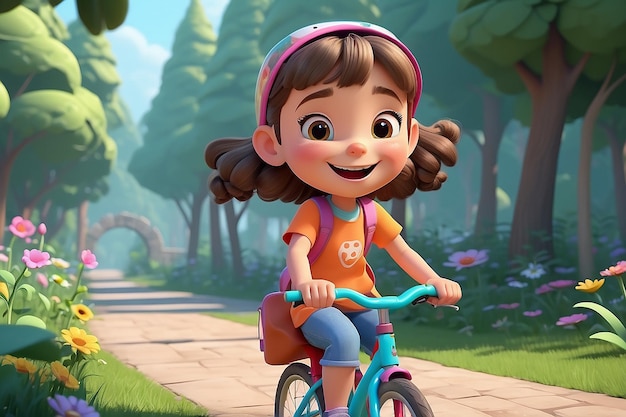 Foto menino feliz menina bonita a andar de bicicleta sorrindo