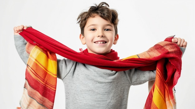 Foto menino francês com um lenço brincalhão