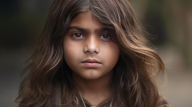 Menino indiano com cabelo comprido, aparência divina, IA generativa