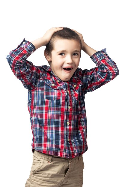 Sentir Pura Felicidade. Homem Na Camisa Xadrez. Cara Feliz Com Cabelo  Elegante. Jovem Estudante Isolado Em Pano De Fundo Branco. H Foto de Stock  - Imagem de backdrop, beleza: 224878040