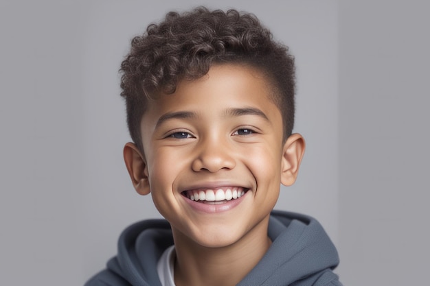 Foto menino sorridente no estúdio menino sorridente no estúdio retrato de menino feliz afro-americano sorridente