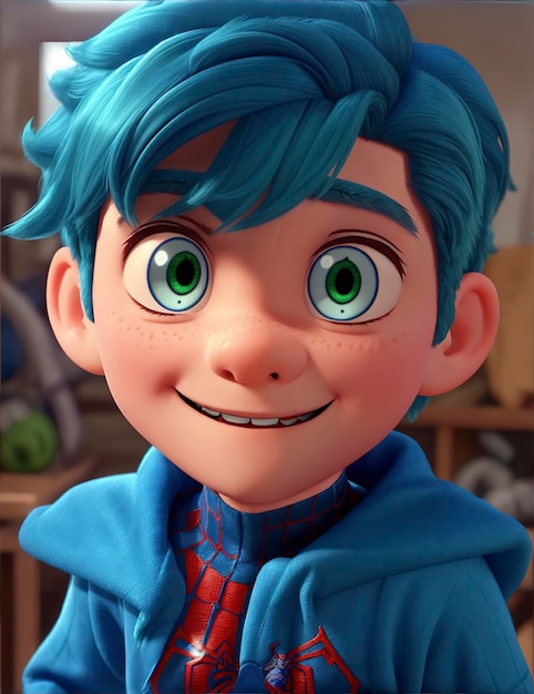 menino super-herói 3d estilo pixar