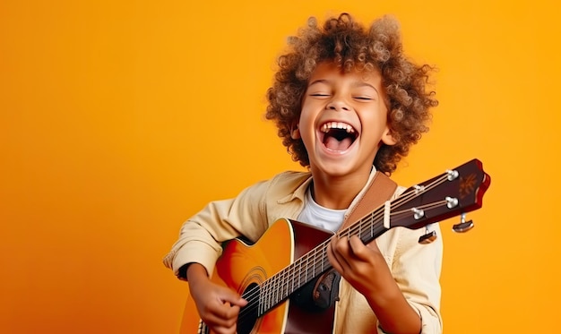 Foto menino tocando guitarra