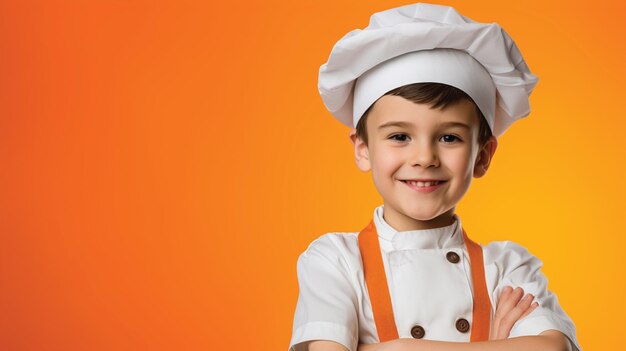 Foto menino vestindo uniforme de chef