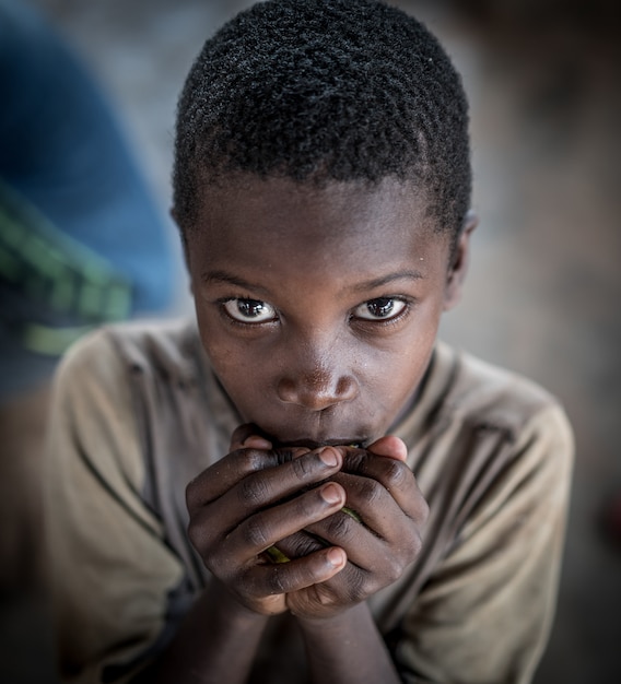 Meninos africanos no retrato da vila